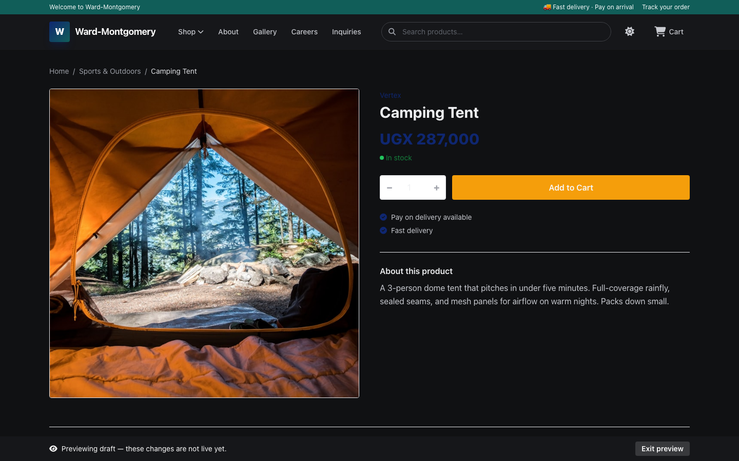 Storefront product page with reviews